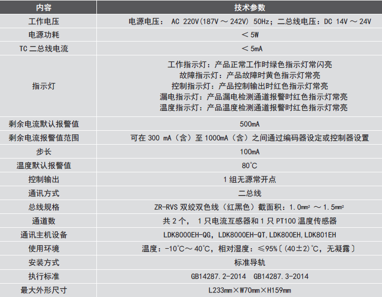 LDT9104EH組合式<a href=http://www.lycshop.com/dianqihuozai/ target=_blank class=infotextkey>電氣火災(zāi)監(jiān)控</a>探測器參數(shù)
