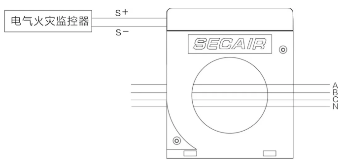 J-SCM41(160)剩余電流式<a href=http://www.lycshop.com/dianqihuozai/ target=_blank class=infotextkey>電氣火災監控</a>探測器接線圖